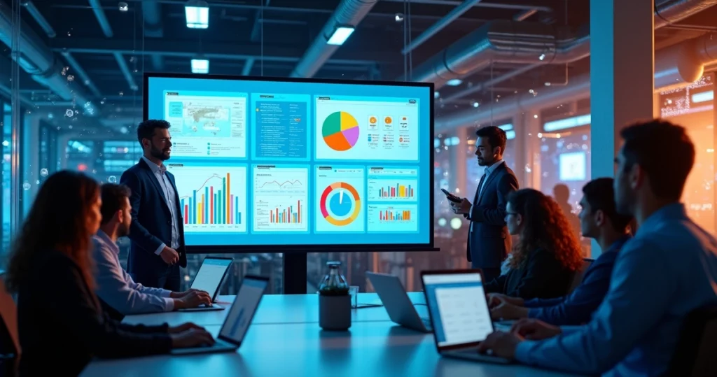 Interface visual detalhada do Command Center do Agentforce da Salesforce com gráficos e monitoramento em tela grande